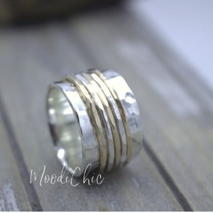 Sterling silver Gold filled spinner ring Spinner Ring Wide band ring Gift for her Fidget ring image 2