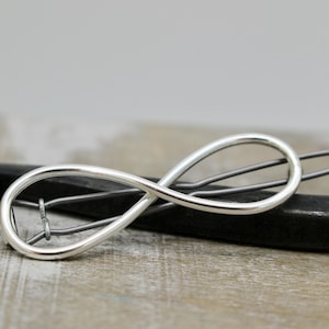 Small Silver infinity barrette - Petite sterling silver barrette - gift for her - petite barrette - hair jewelry - bangs / gift for mom