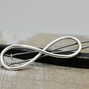 Small infinity barrette - Petite sterling silver barrette - gift for her - petite barrette - hair jewelry - bangs / gift for mom