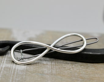 Small infinity barrette - Petite sterling silver barrette - gift for her - petite barrette - hair jewelry - bangs / gift for mom