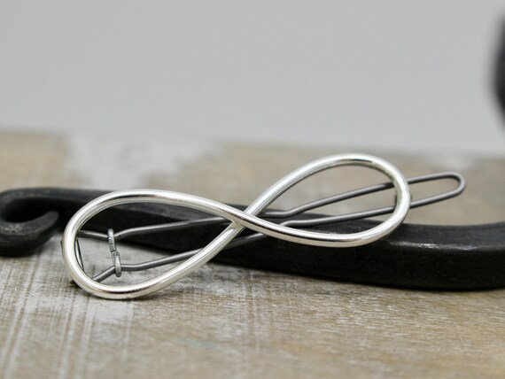 Sterling Silver Infinity Barrette: Petite Handmade Hair Clip  display picture 1