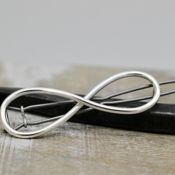 Small infinity barrette - Petite sterling silver barrette - gift for her - petite barrette - hair jewelry - bangs / gift for mom