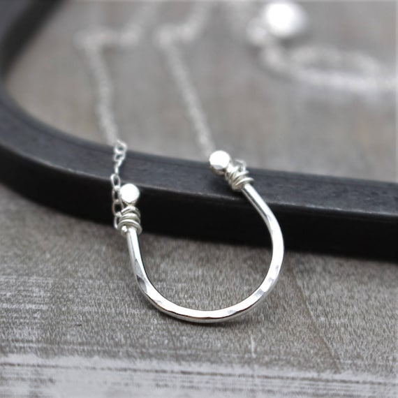 Horseshoe Necklace Sterling Silver Horseshoe Necklace Etsy