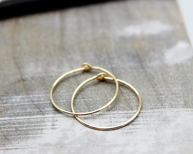 Gift for her Gold Hoop Earrings Gold filled Hoop Earrings 1 inch hammered hoops 14K gold filled