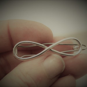 Small infinity barrette Petite sterling silver barrette gift for her petite barrette hair jewelry bangs / gift for mom image 6