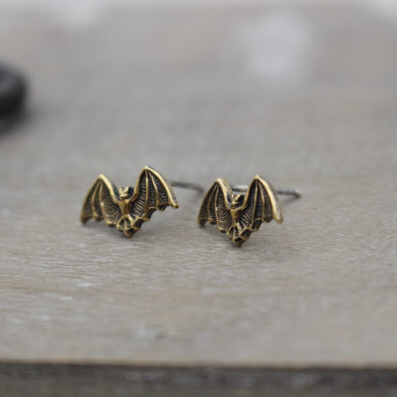 Bat Studs Bat Earrings Gift for Her Halloween Jewelry Etsy