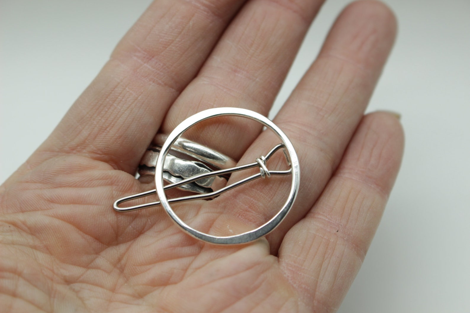 Sterling Circle Barrette Small Round Sterling Silver Etsy