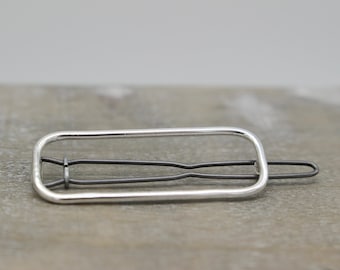 Petite rectangular barrette - Small sterling silver barrette - gift for her - petite barrette - hair jewelry - bangs