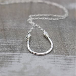 Horseshoe Necklace Sterling Silver Necklace Gift for her Horse Lover Lucky Charm Gift Jewelry / gift for mom image 2