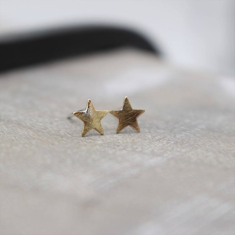 Gift For Her Tiny Gold Star Earrings Stars Celestial Jewelry Brass Sterling Star Earrings minimalist earrings