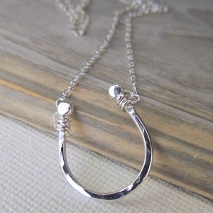 Horseshoe Necklace Sterling Silver Necklace Gift for her Horse Lover Lucky Charm Gift Jewelry / gift for mom image 4