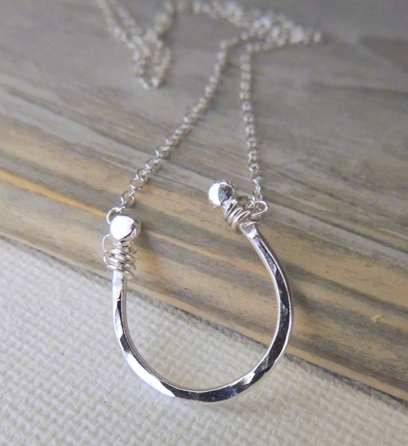 Horseshoe Necklace Sterling Silver Necklace Gift for her Horse Lover Lucky Charm Gift Jewelry / gift for mom image 4