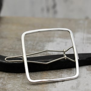 Small square silver barrette, sterling silver hair jewelry, silver barrette, hair clip, hair accessories