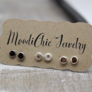 Tiny pebble stud earrings minimalist earrings gift for her recycled dot earrings sterling silver studs earring set image 2