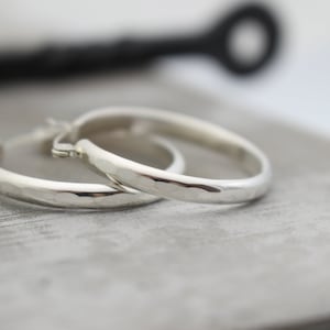 Hammered Hoops - 1 Inch Sterling Silver Hoop Earrings - Click Latch Earrings - Gift for her - jewelry sale - Silver Hoops