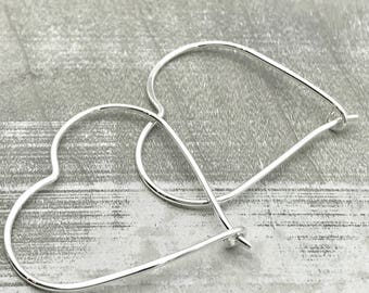 Heart Hoop Earrings - Sterling Silver Hoops - Heart Earrings - Gift - Jewelry Sale - pair of earrings / gift for mom