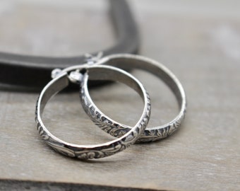 Patterned  Hoop Earrings - Sterling silver earrings - Lever Back Earrings - Jewelry Sale - Gift for her - hoop earrings