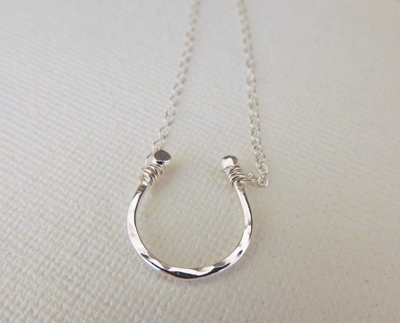Horseshoe Necklace Sterling Silver Necklace Gift for her Horse Lover Lucky Charm Gift Jewelry / gift for mom image 5