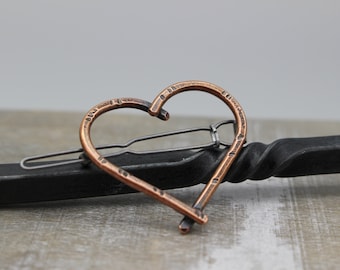 Rustic small heart barrette / silver gold copper barrette / small barrette / gift for her / hair accessory