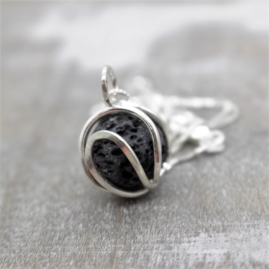 Aroma Therapy Necklace Sterling Silver Necklace Lava Bead Etsy