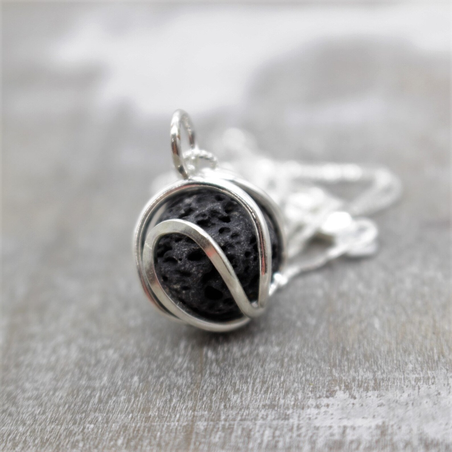 Aroma Therapy Necklace Sterling Silver Necklace Lava Bead Etsy