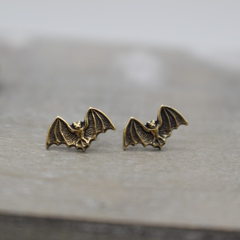 Bat Studs Bat Earrings Gift for Her Halloween Jewelry Etsy