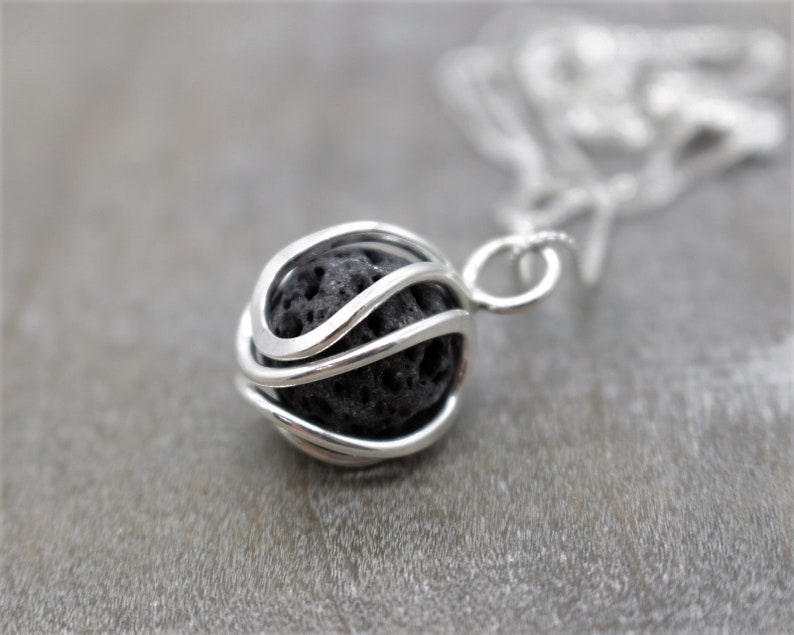 Aroma Therapy Necklace Sterling Silver Necklace Lava Bead Etsy