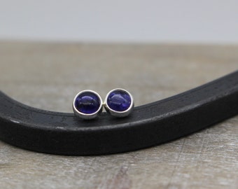 Iolite 5mm Stud Earrings - Sterling Silver Earrings - Dark blue Jewelry - iolite post earrings - gift for her  - jewelry sale