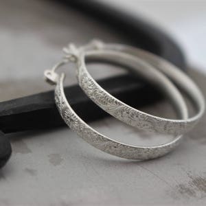 Floral Hoop Earrings / Sterling silver earrings / Lever Back Earrings / Jewelry Sale / Gift for her / hoop earrings / gift for mom
