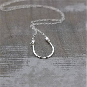 Horseshoe Necklace Sterling Silver Necklace Gift for her Horse Lover Lucky Charm Gift Jewelry / gift for mom image 3