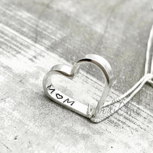 Hand Stamped Sterling Silver Heart Necklace - Personalized Secret Message