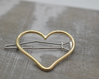 SMALL gold heart barrette - Heart Barrette - Gift for Her - Hair Accessory - short hair barrette - Hair Jewelry