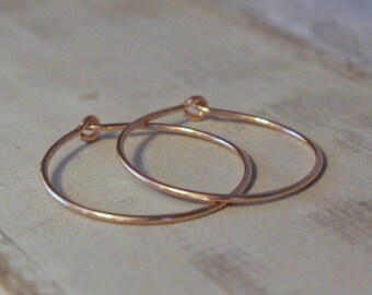 Minimalist Rose Gold Hoop Earrings -  Rose Gold Filled Hoops - Rose Gold Earrings - 1 inch Hoop Earrings