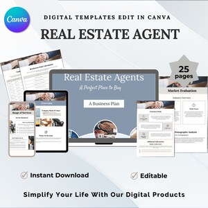 Real Estate Planner Template, Real Estate Agent Marketing Planner, Client Management Editable Planner, Digital Printable Tracker