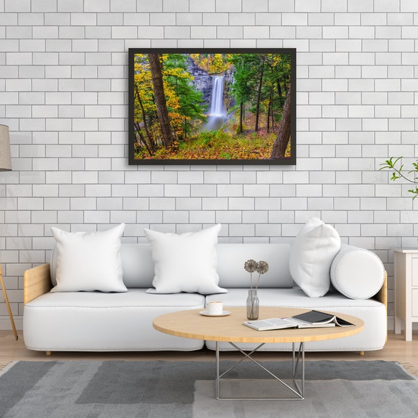 Forest Wall Art, Waterfall Nature Wall Art, Tree Wall Art Prints, Modern Farmhouse Decor, Printable Digital Wall Art, Instant Download