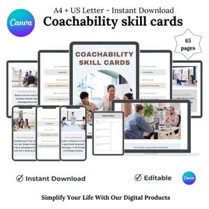 Leadership Skills Card, Communication Skills Coaching Template, Problem Solving Coaching Tools, Self Development Template