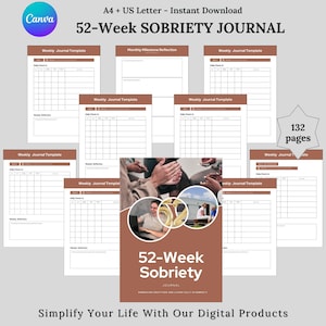 Diário de sobriedade, afirmação anual de recuperação, inspiração para recuperação de vícios, pensamento positivo sobre sobriedade, perfeito para sobriedade e recuperação