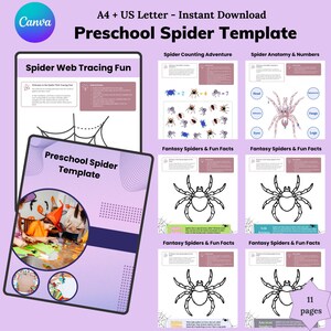 Spider Template, Preschool Spider Template, Preschool Toddler Printable Activities, DIY Halloween Kids Crafts, Digital Download