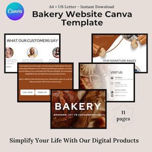Bäckerei Website Vorlage, Bäckerei Online-Shop Vorlage, Website Design für kleine Unternehmen, Website Vorlage für Dessert Shop, Canva Vorlage