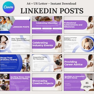 Linkedin Posts, Social Media Templates, LinkedIn Content Marketing Guide, Instagram & Social Media Engagement Posts, Digital Download