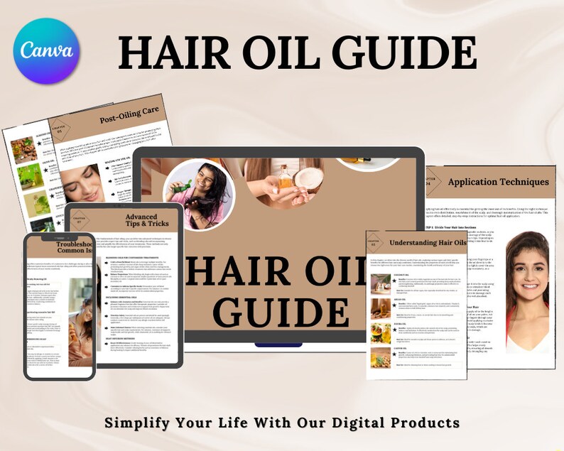 Hair Oil Digital Guide, Hair Growth Essential Oil, Natural Hair Care Instructions, Hair ...