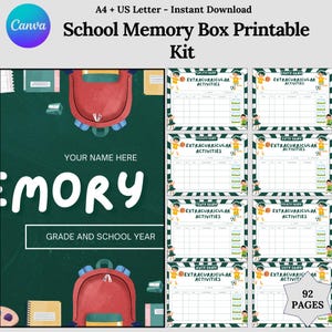 School Memory Box, Achievement Memory Box Kit, Grades Activity Sheet Pages, Kids Trip Activities Sheet, Coloring Sheets Box