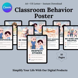 Gedragstabel in de klas, regels voor gedragsbeheer, educatieve poster voor sociale media, respecteer anderen Educatieve tabel, kenniskaart