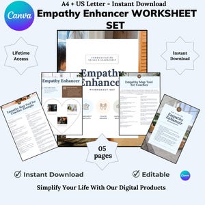 Empathie-Enhancer Arbeitsblätter, Werkzeuge für Coaching, Führung und Kommunikation, Life Coaching Vorlage, Sofort-Download