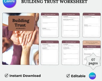 Building Trust Worksheet, Team Building Blocks, Personal Growth Trust Activities, Relationship Building Worksheet, Trust Journal Challenges