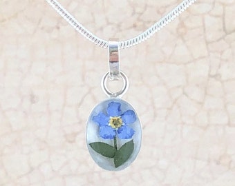 Forget me not Necklace, Sterling Silver Forget me not Pendant, Miniature Forget me not Flower, Forget me not pendant