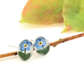 Forget me not Stud Earrings, Sterling Silver Forget me not Studs, Flower Girl Earrings, Memorial Jewelry