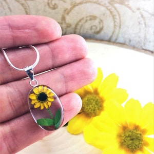 Pressed sunflower necklace Clearance