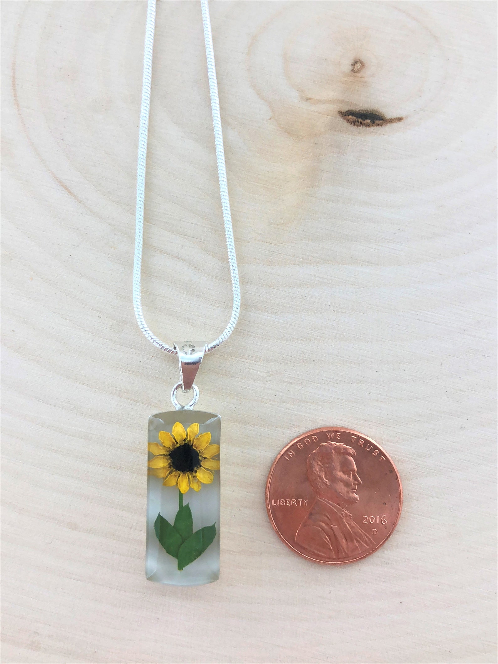 Pressed sunflower necklace Clearance