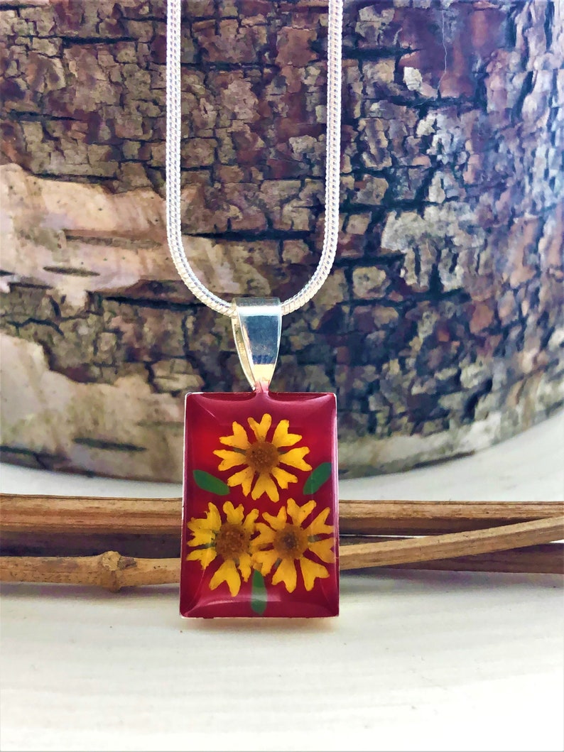 Sunflower Necklace Real Sunflowers Necklace Pressed Flower Etsy